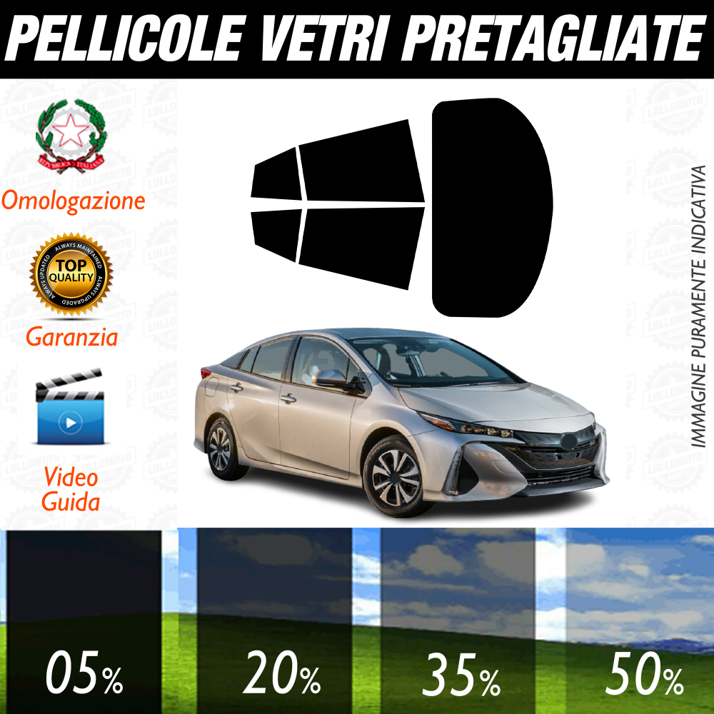 Toyota Prius dal 2017 a Oggi Pellicole Oscuramento Vetri Auto Pre Tagliate a Misura