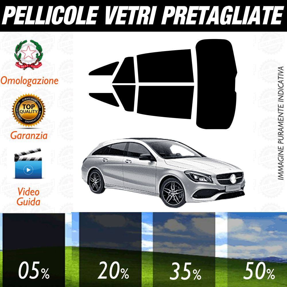 Mercedes CLA Sw dal 2015 a Oggi Pellicole Oscuramento Vetri Auto Pre Tagliate a Misura
