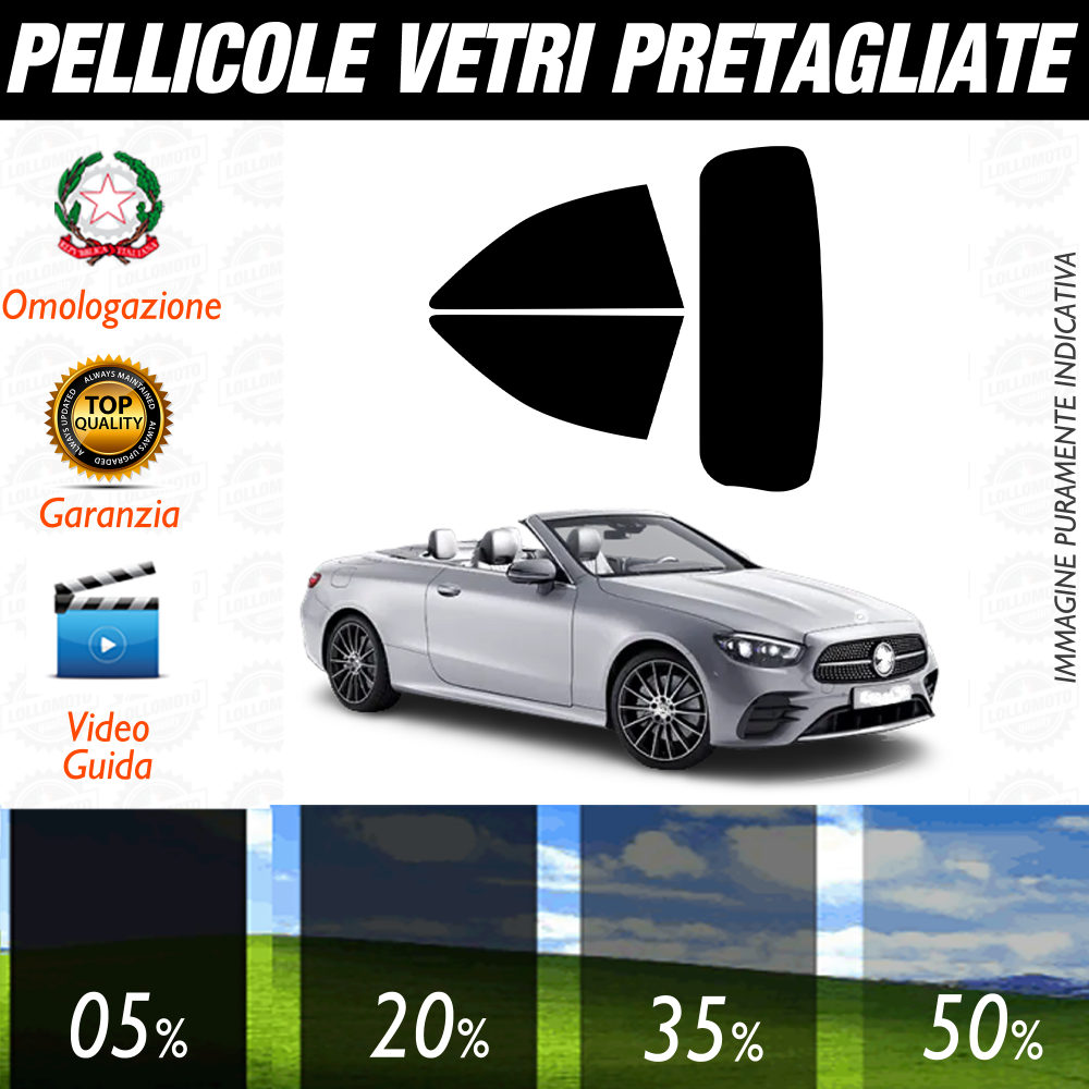 Mercedes Classe E Cabrio 2018 a Oggi Pellicole Oscuramento Vetri Auto Pre Tagliate a Misura