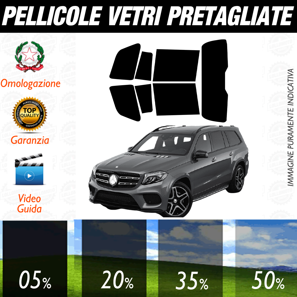 Mercedes GLS dal 2017 al 2019 Pellicole Oscuramento Vetri Auto Pre Tagliate a Misura