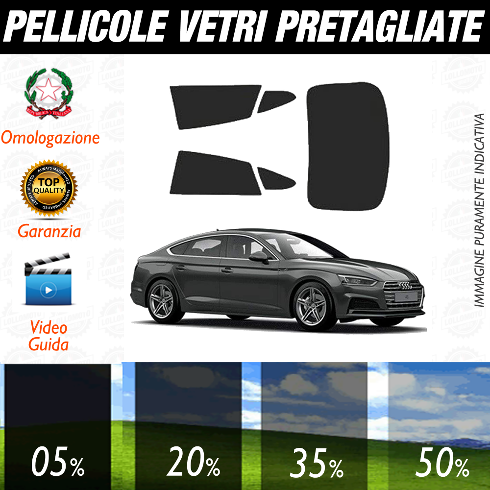 Audi A5 Sportback dal 2019 a Oggi Pellicole Oscuramento Vetri Auto Pre Tagliate a Misura