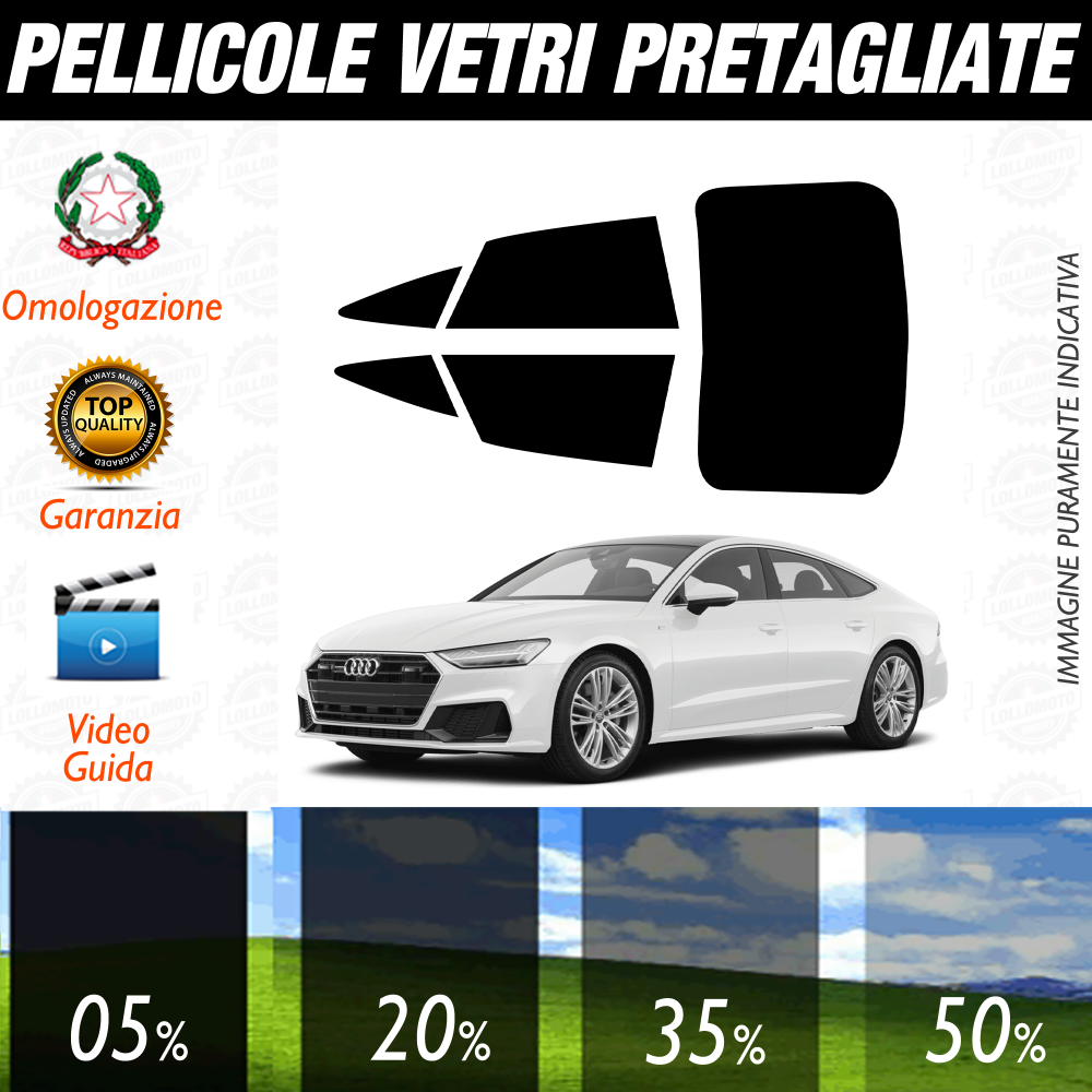 Audi A7 dal 2017 a Oggi Pellicole Oscuramento Vetri Auto Pre Tagliate a Misura