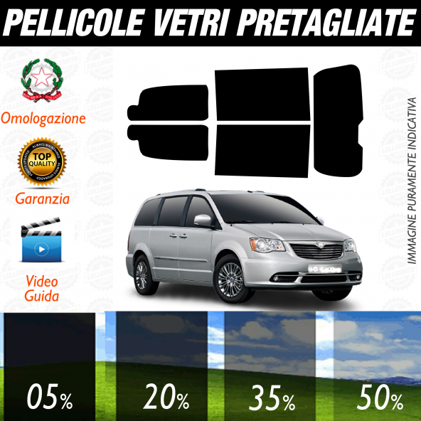 Lancia Grand Voyager dal 2011 al 2016 Pellicole Oscuramento Vetri Auto Pre Tagliate a Misura