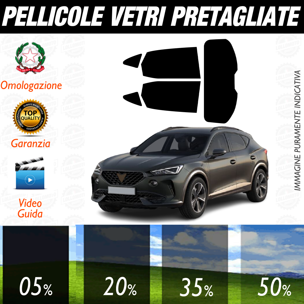 Cupra Formentor dal 2020 a Oggi Pellicole Oscuramento Vetri Auto Pre Tagliate a Misura