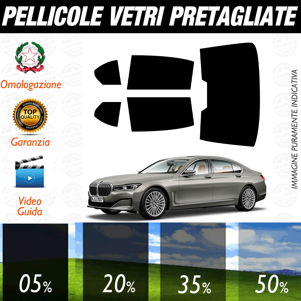 Bmw Serie 7 dal 2016 a Oggi Pellicole Oscuramento Vetri Auto Pre Tagliate a Misura
