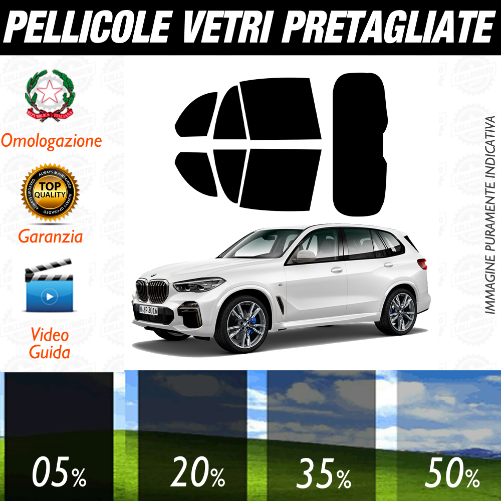 Bmw X5 dal 2018 a Oggi Pellicole Oscuramento Vetri Auto Pre Tagliate a Misura