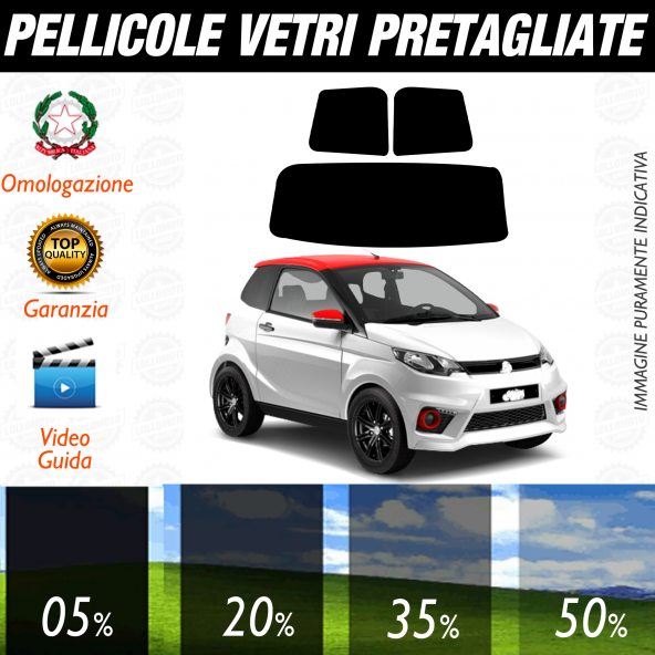 Aixam City Sport dal 2007 al 2010 Pellicole Oscuramento Vetri Auto Pre Tagliate a Misura