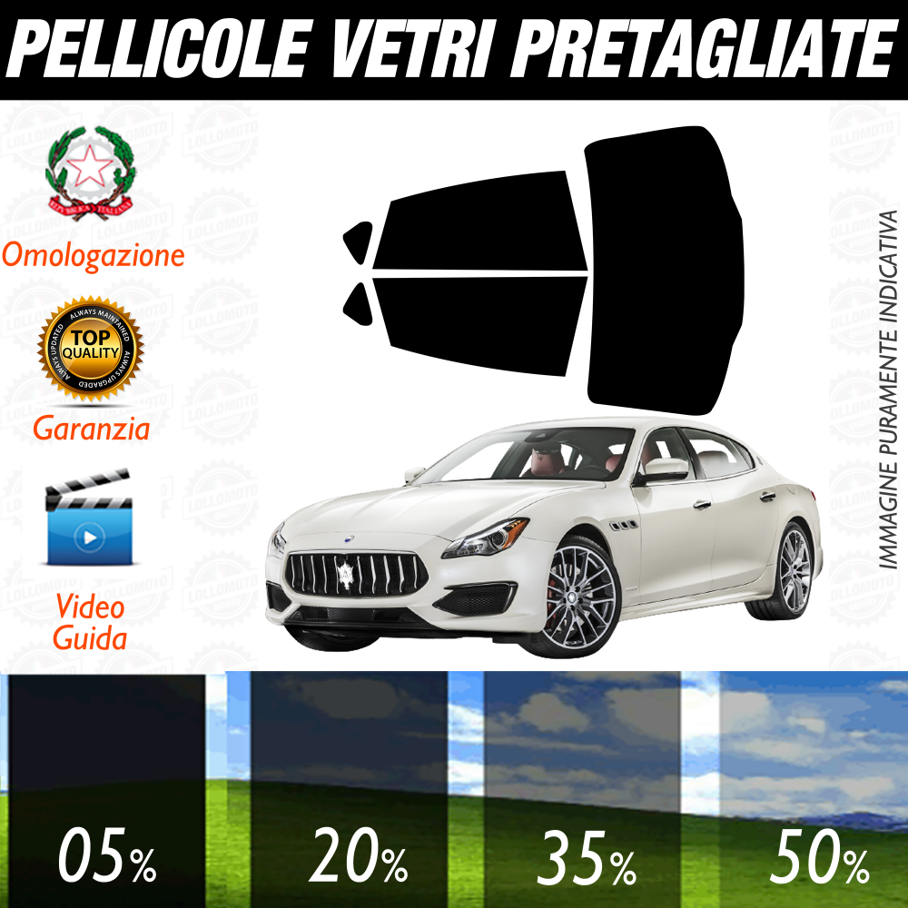 Maserati Quattroporte dal 2014 a Oggi Pellicole Oscuramento Vetri Auto Pre Tagliate a Misura