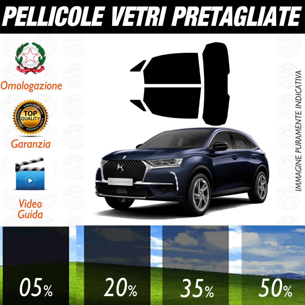 Citroen DS7 Crossback dal 2019 a Oggi Pellicole Oscuramento Vetri Auto Pre Tagliate a Misura