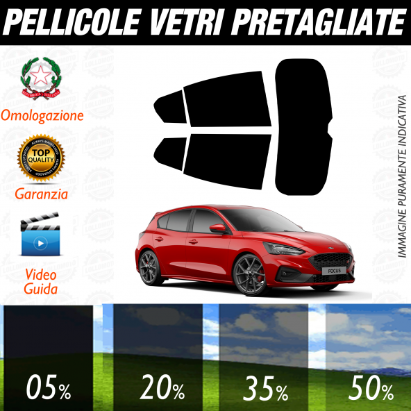 Ford Focus dal 2019 a Oggi Pellicole Oscuramento Vetri Auto Pre Tagliate a Misura