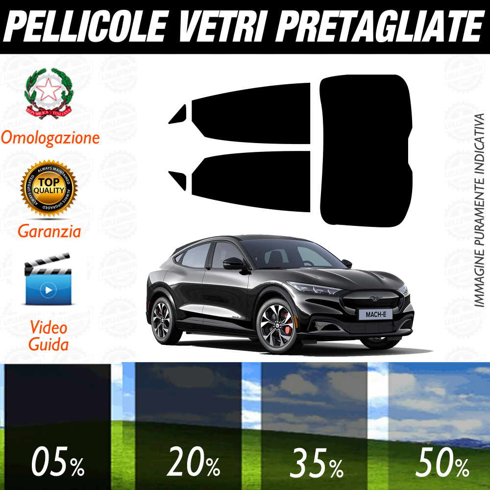 Ford Mustang MACH-E dal 2020 a Oggi Pellicole Oscuramento Vetri Auto Pre Tagliate a Misura