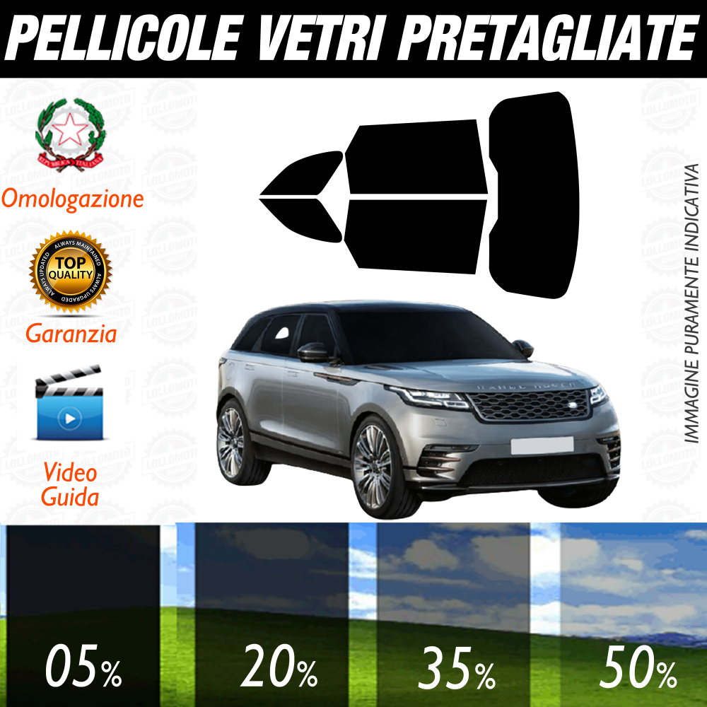 Land Rover Velar dal 2018 a Oggi Pellicole Oscuramento Vetri Auto Pre Tagliate a Misura