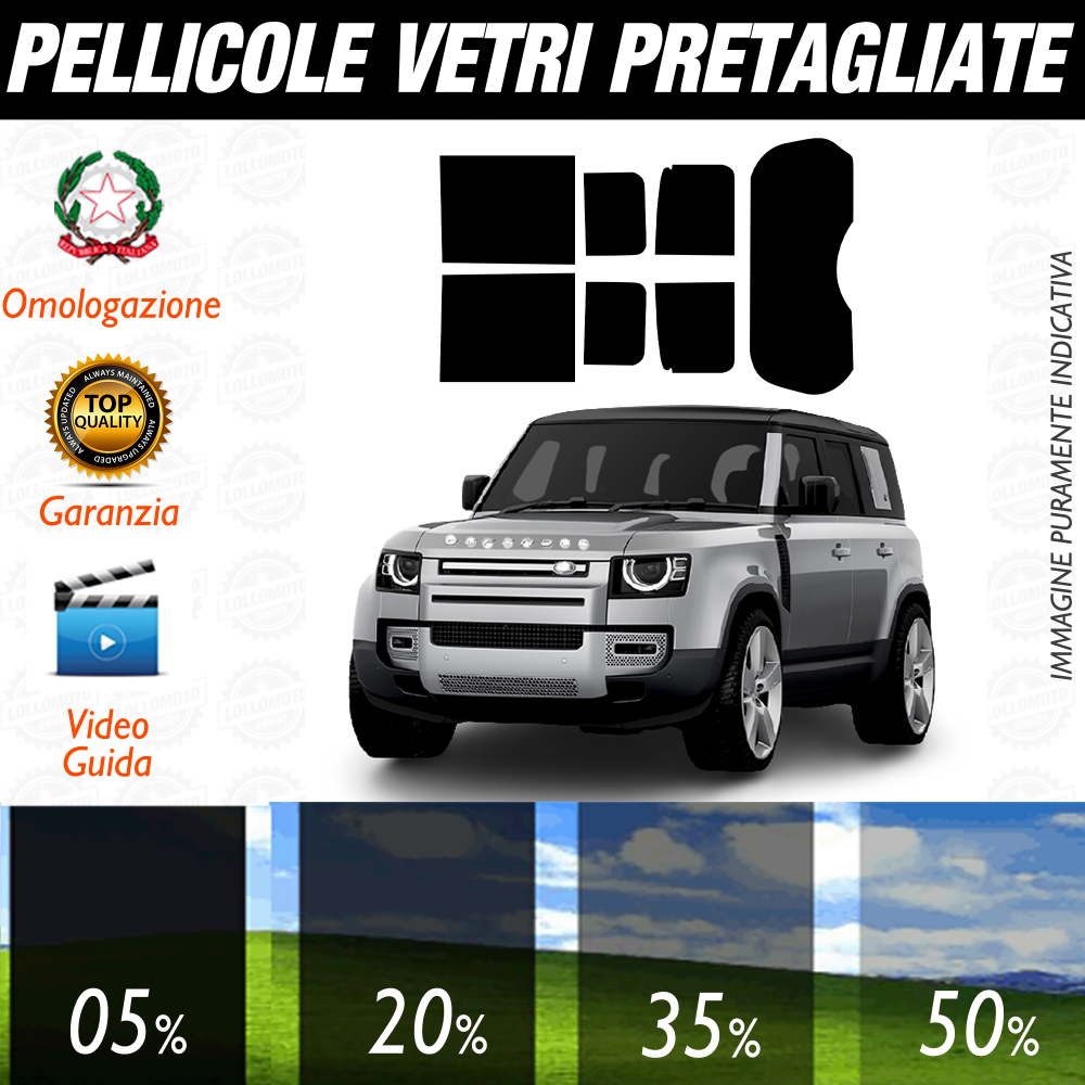 Land Rover Defender dal 2020 a Oggi Pellicole Oscuramento Vetri Auto Pre Tagliate a Misura