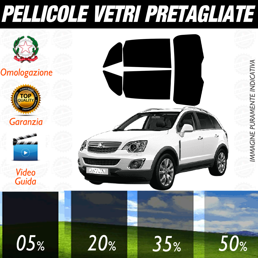 Opel Antara dal 2007 al 2010 Pellicole Oscuramento Vetri Auto Pre Tagliate a Misura