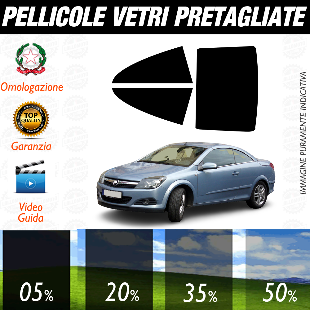 Opel Astra Cabrio dal 2006 al 2011 Pellicole Oscuramento Vetri Auto Pre Tagliate a Misura
