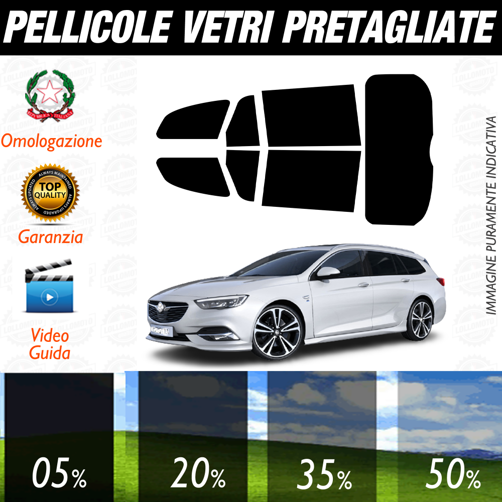 Opel Insignia Sw dal 2017 a Oggi Pellicole Oscuramento Vetri Auto Pre Tagliate a Misura