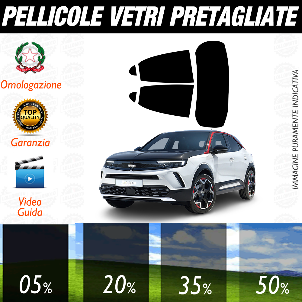 Opel Mokka dal 2021 a Oggi Pellicole Oscuramento Vetri Auto Pre Tagliate a Misura