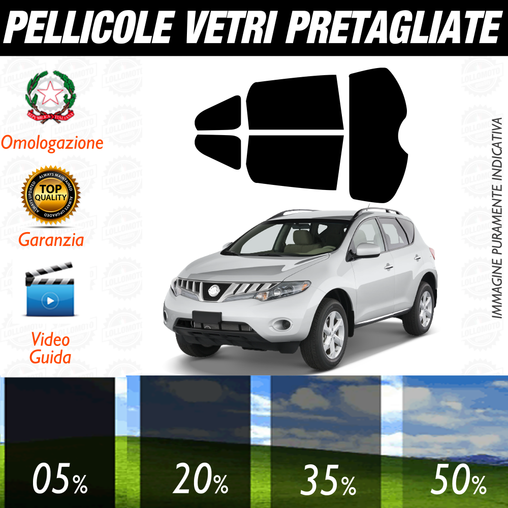 Nissan Murano dal 2008 al 2015 Pellicole Oscuramento Vetri Auto Pre Tagliate a Misura