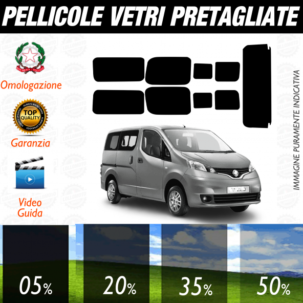 Nissan NV 200 dal 2009 al 2016 Pellicole Oscuramento Vetri Auto Pre Tagliate a Misura