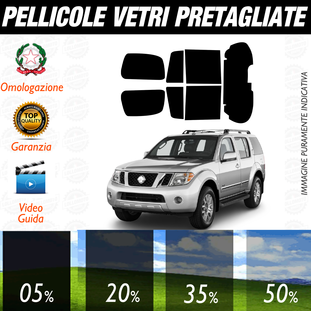 Nissan Pathfinder dal 2008 al 2016 Pellicole Oscuramento Vetri Auto Pre Tagliate a Misura