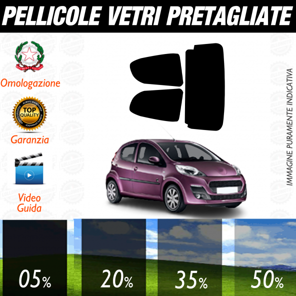 Peugeot 107 5P dal 2004 al 2009 Pellicole Oscuramento Vetri Auto Pre Tagliate a Misura