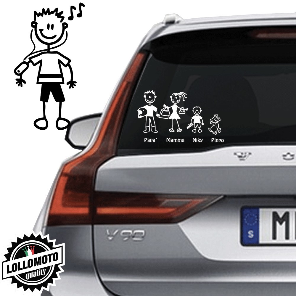 Ragazzo Che Ascolta Musica Vetro Auto Famiglia StickersFamily