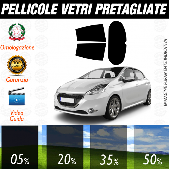 Peugeot 208 5P dal 2012 al 2018 Pellicole Oscuramento Vetri Auto Pre Tagliate a Misura