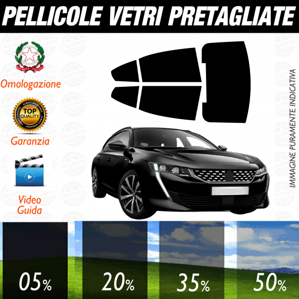 Peugeot 508 Berlina dal 2018 a Oggi Pellicole Oscuramento Vetri Auto Pre Tagliate a Misura