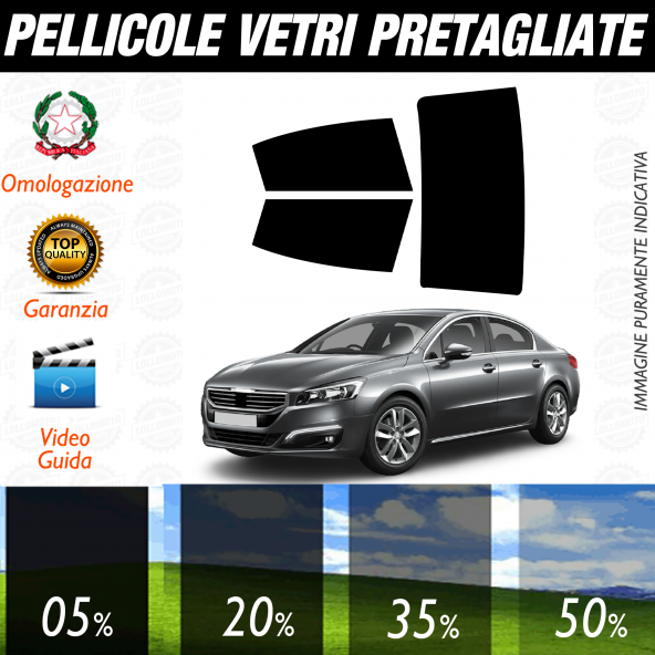 Peugeot 508 Berlina dal 2010 al 2018 Pellicole Oscuramento Vetri Auto Pre Tagliate a Misura