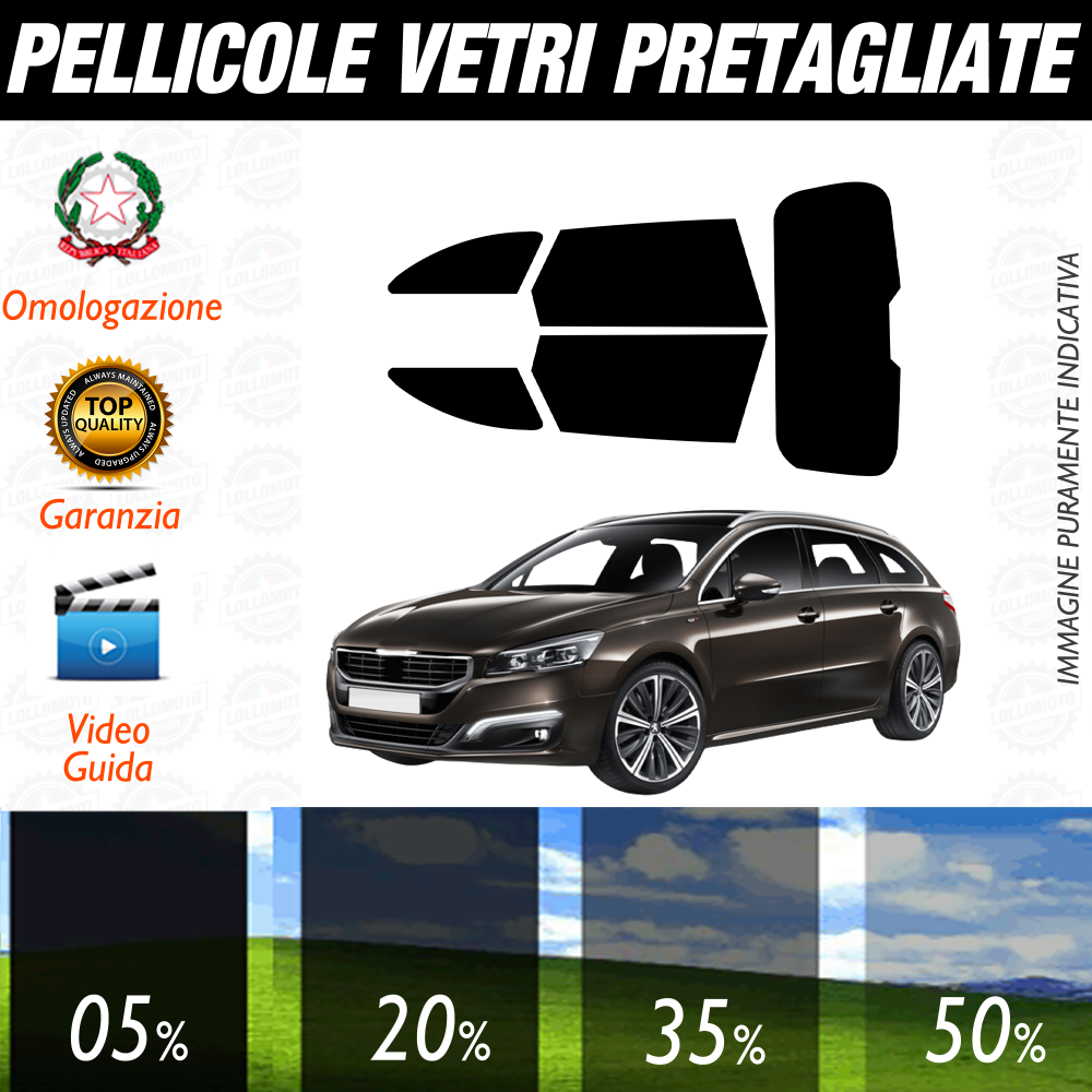 Peugeot 508 Sw dal 2011 al 2019 Pellicole Oscuramento Vetri Auto Pre Tagliate a Misura