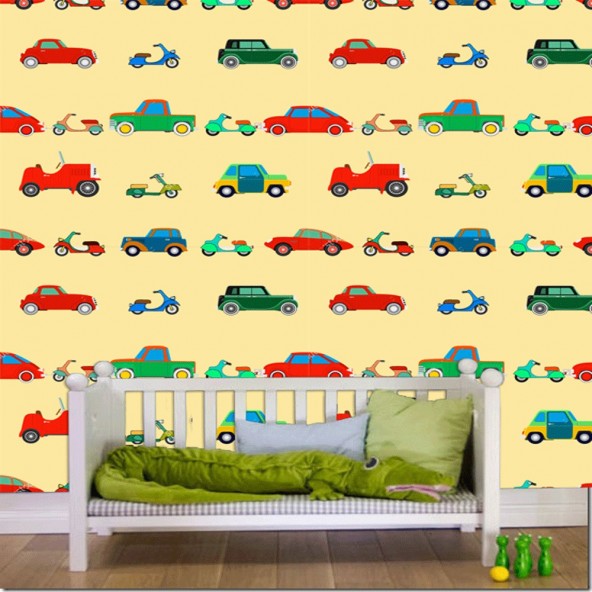 Carta da Parati Camera Bambini Macchinine Interior Design