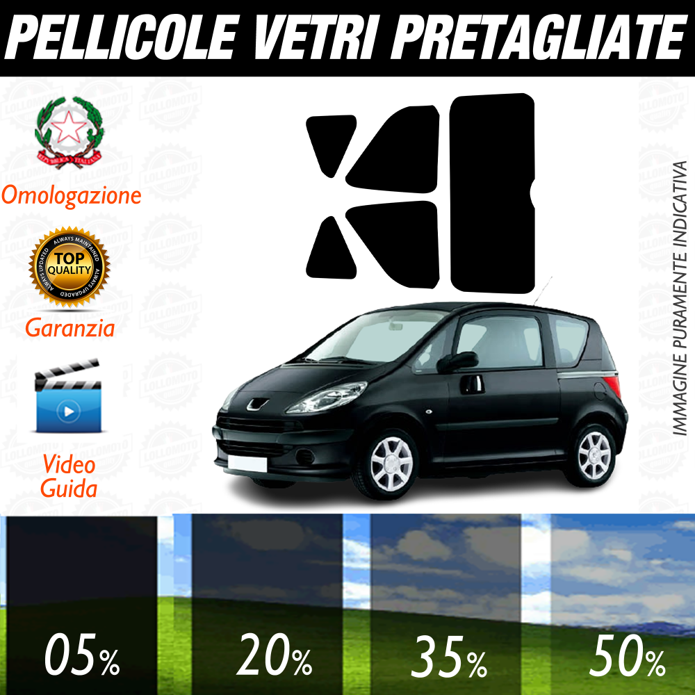 Peugeot 1007 dal 2004 al 2009 Pellicole Oscuramento Vetri Auto Pre Tagliate a Misura