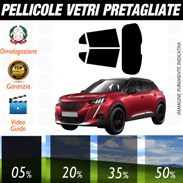 Peugeot 2008 dal 2020 a Oggi Pellicole Oscuramento Vetri Auto Pre Tagliate a Misura