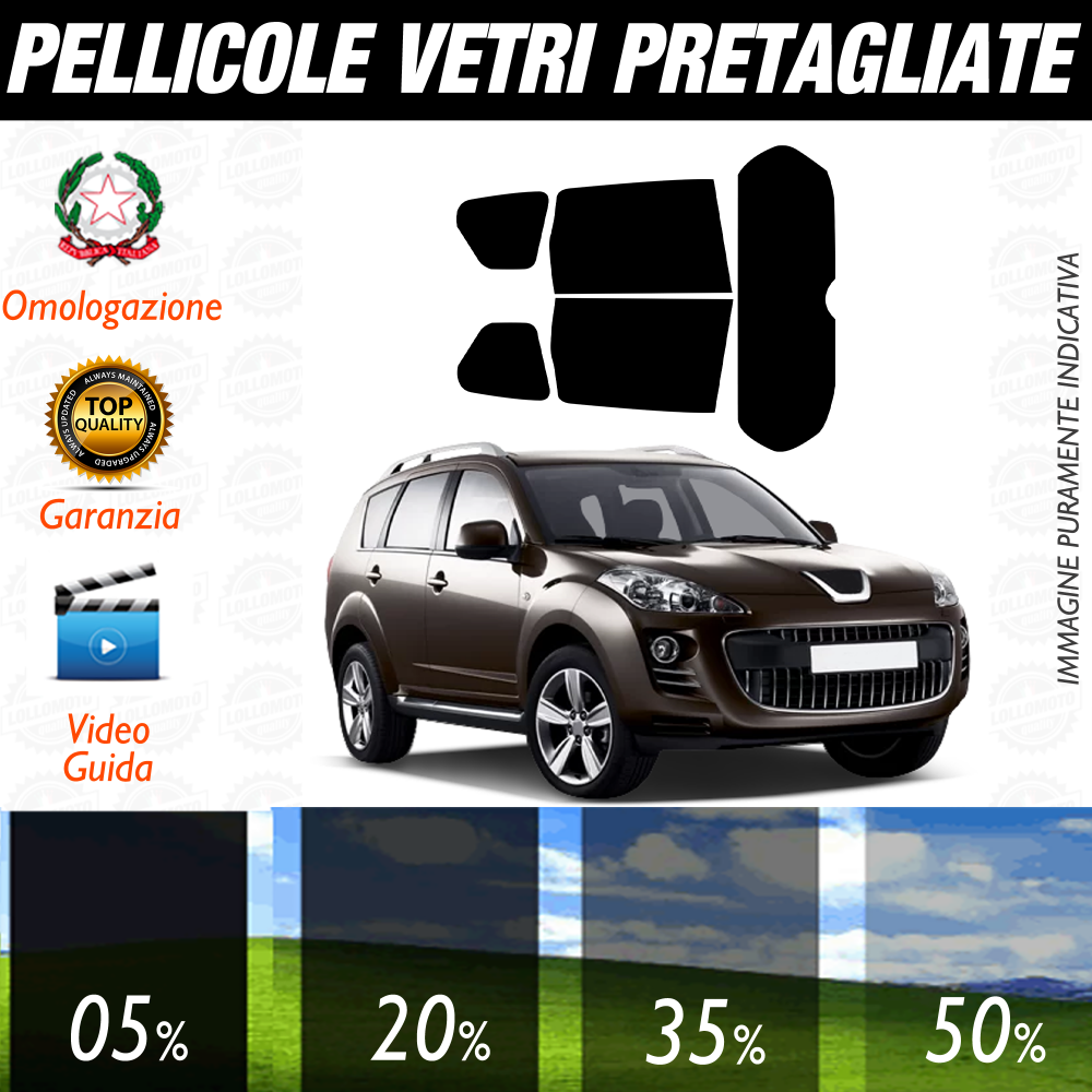 Peugeot 4007 dal 2007 al 2012 Pellicole Oscuramento Vetri Auto Pre Tagliate a Misura