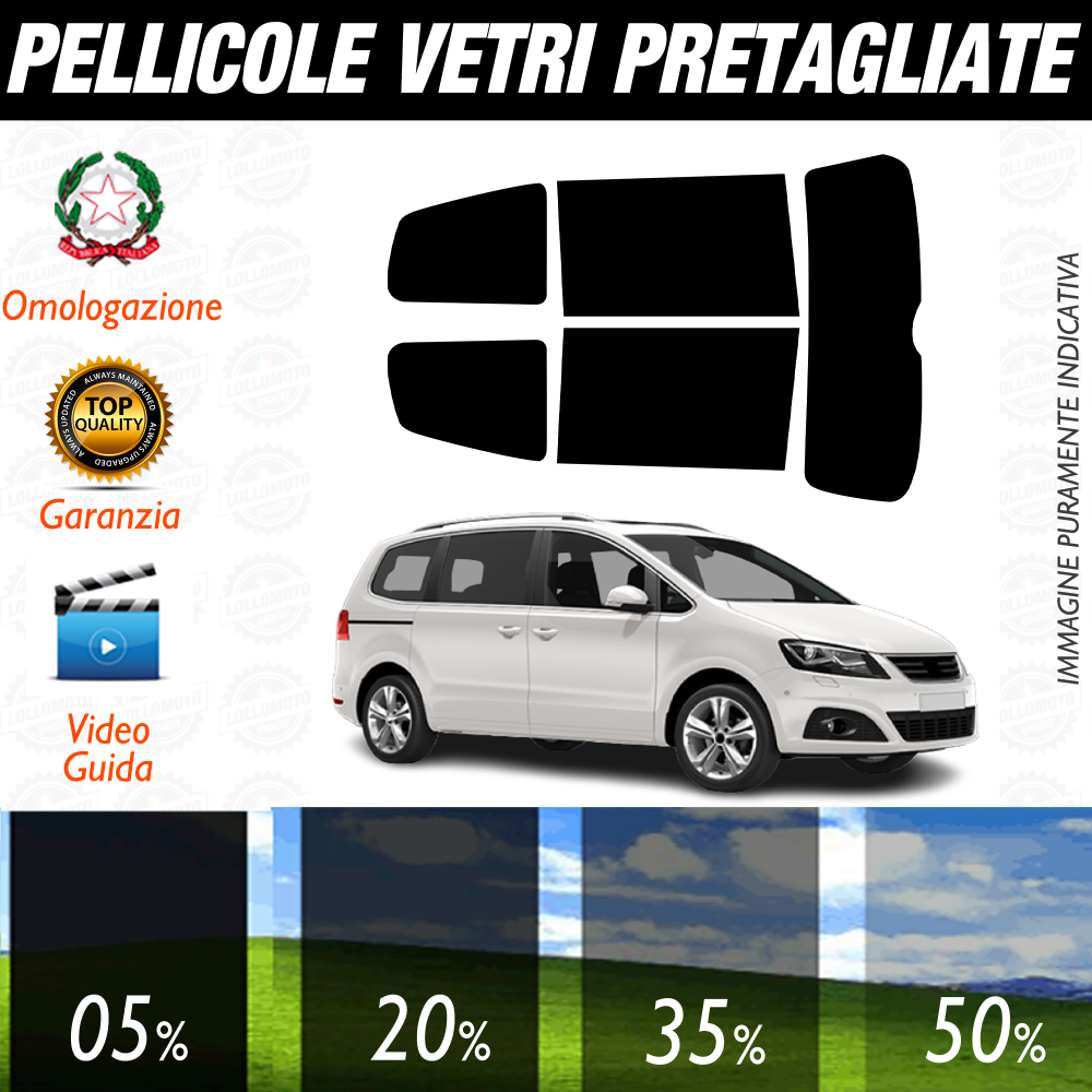 Seat Alhambra dal 2010 a Oggi Pellicole Oscuramento Vetri Auto Pre Tagliate a Misura