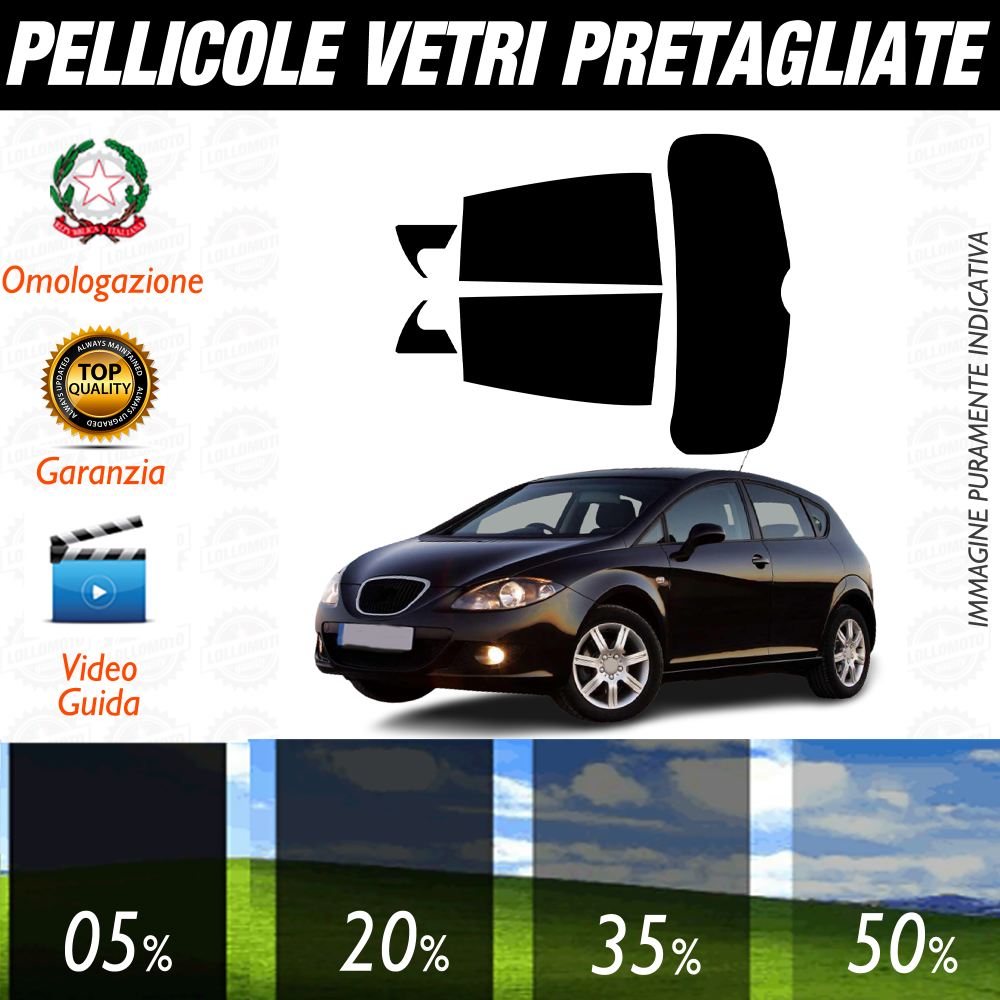 Seat Leon dal 2005 al 2012 Pellicole Oscuramento Vetri Auto Pre Tagliate a Misura