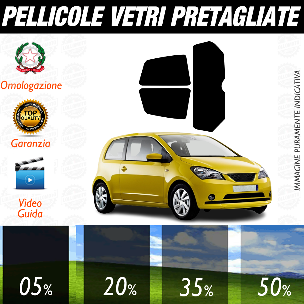 Seat Mii 3P dal 2013 al 2016 Pellicole Oscuramento Vetri Auto Pre Tagliate a Misura