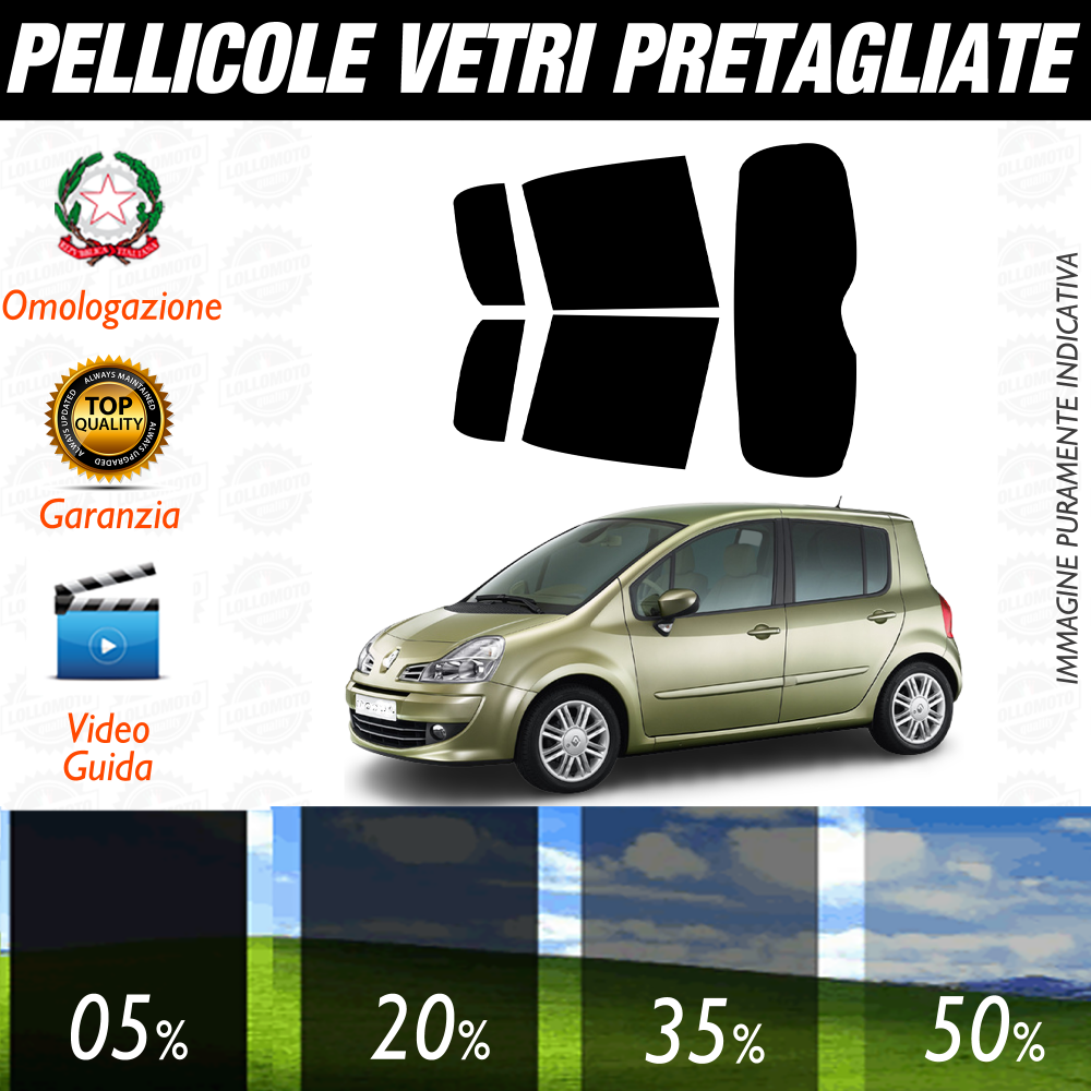 Renault Grand Modus dal 2004 al 2009 Pellicole Oscuramento Vetri Auto Pre Tagliate a Misura