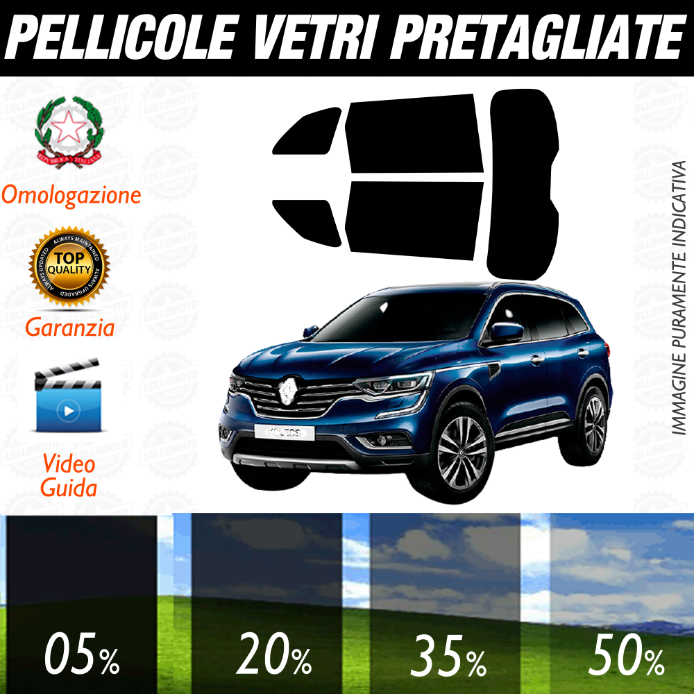 Renault Koleos dal 2017 a Oggi Pellicole Oscuramento Vetri Auto Pre Tagliate a Misura