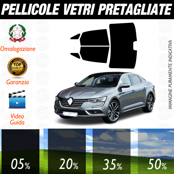 Renault Talisman dal 2016 a Oggi Pellicole Oscuramento Vetri Auto Pre Tagliate a Misura