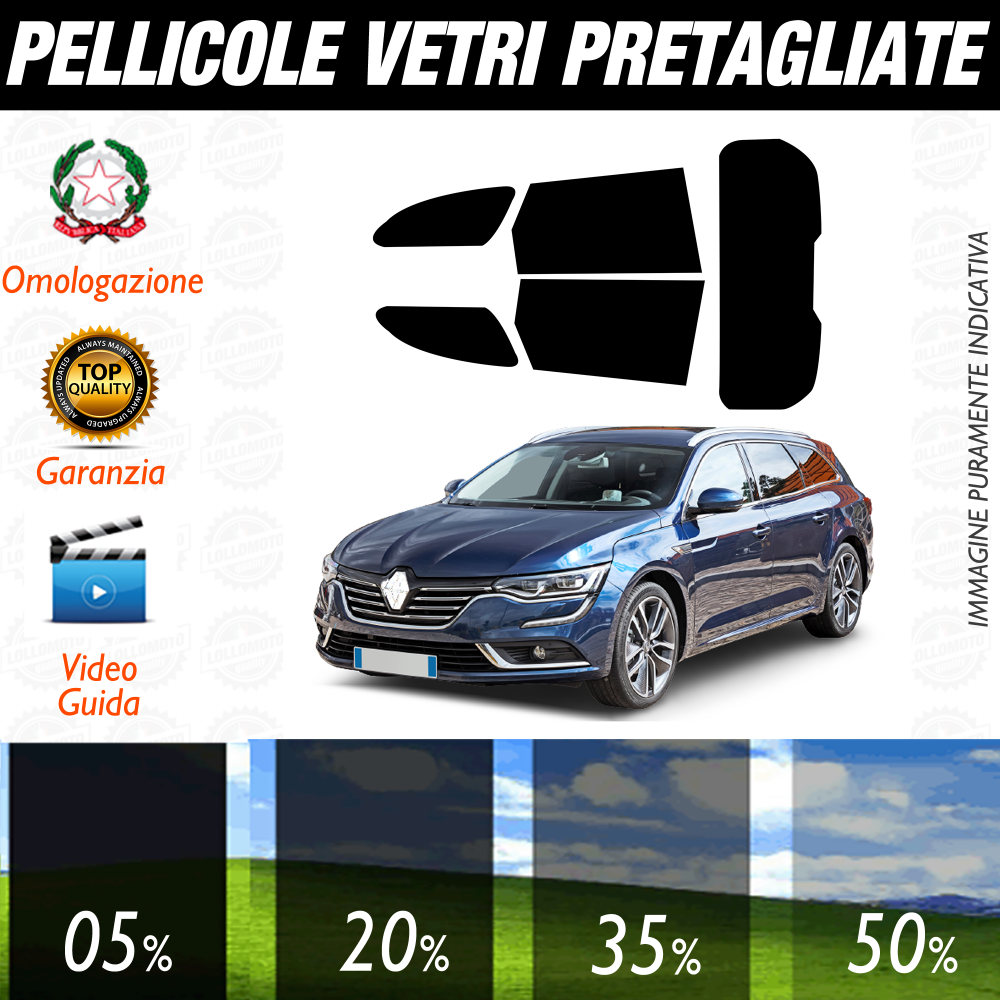 Renault Talisman Sw dal 2019 a Oggi Pellicole Oscuramento Vetri Auto Pre Tagliate a Misura