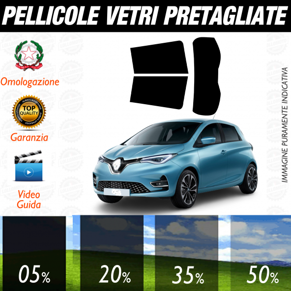 Renault Zoe dal 2013 a Oggi Pellicole Oscuramento Vetri Auto Pre Tagliate a Misura