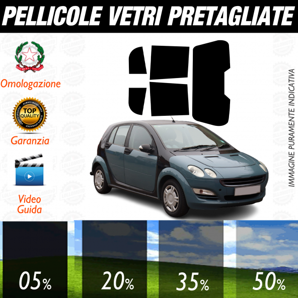Smart Forfour dal 2005 al 2014 Pellicole Oscuramento Vetri Auto Pre Tagliate a Misura