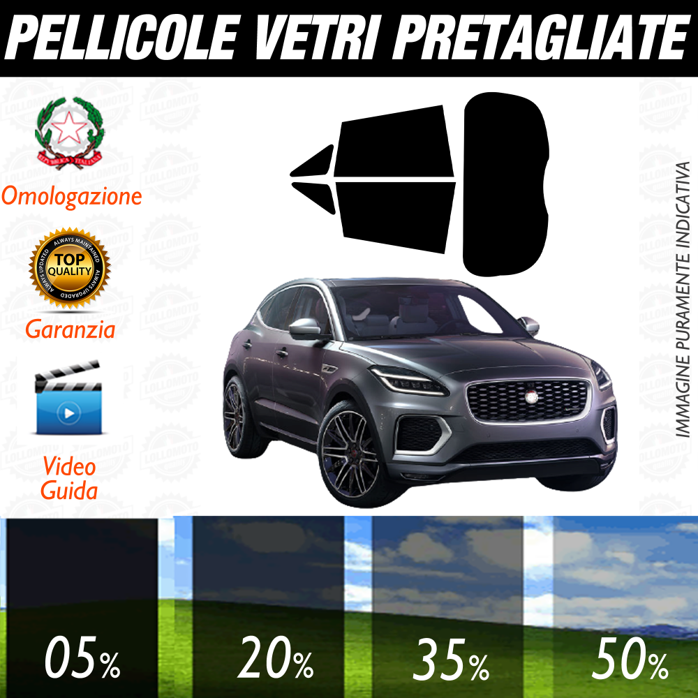 Jaguar E Pace dal 2018 a Oggi Pellicole Oscuramento Vetri Auto Pre Tagliate a Misura