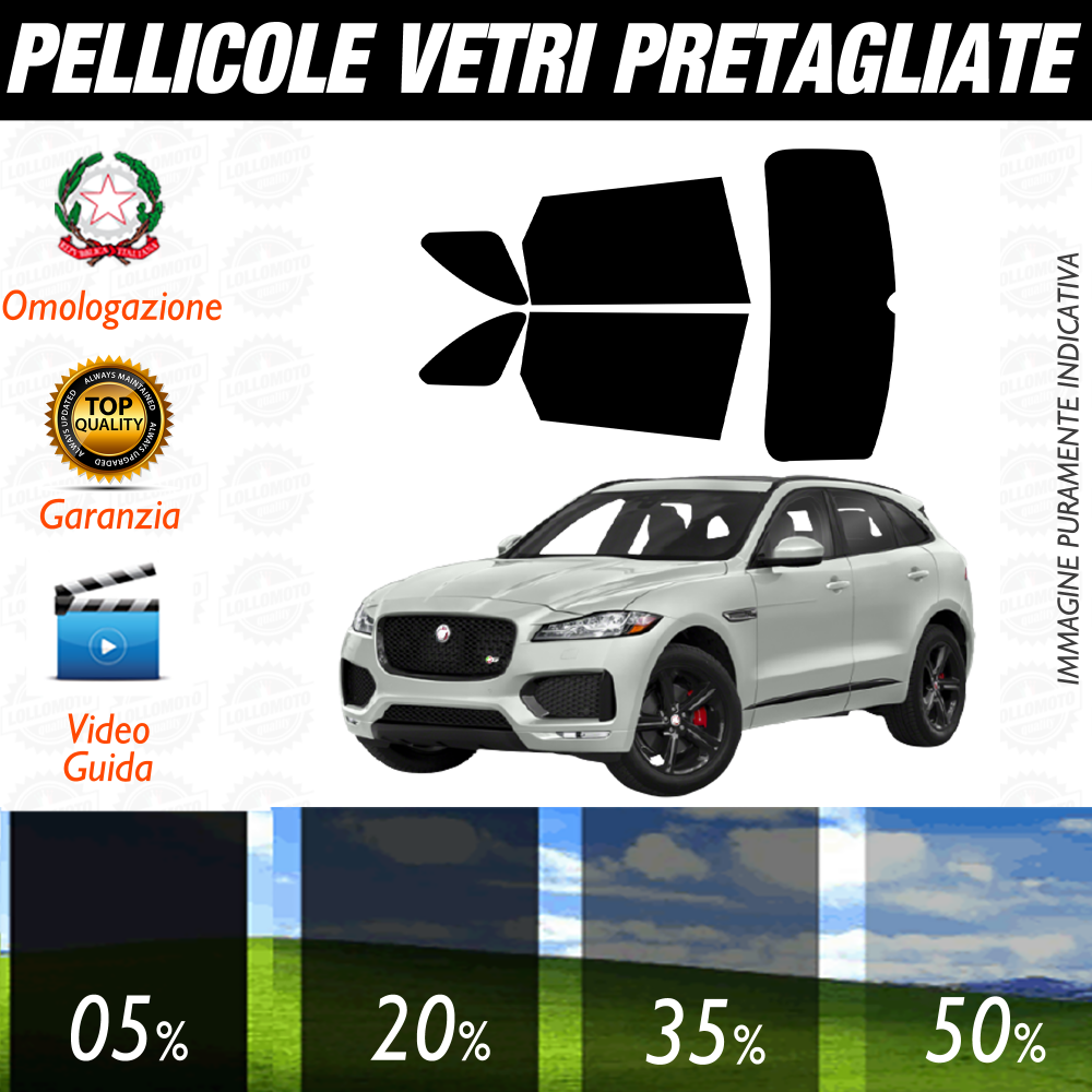 Jaguar F Pace dal 2015 a Oggi Pellicole Oscuramento Vetri Auto Pre Tagliate a Misura