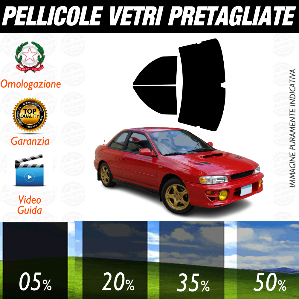 Subaru Impreza 2P dal 1993 al 2000 Pellicole Oscuramento Vetri Auto Pre Tagliate a Misura