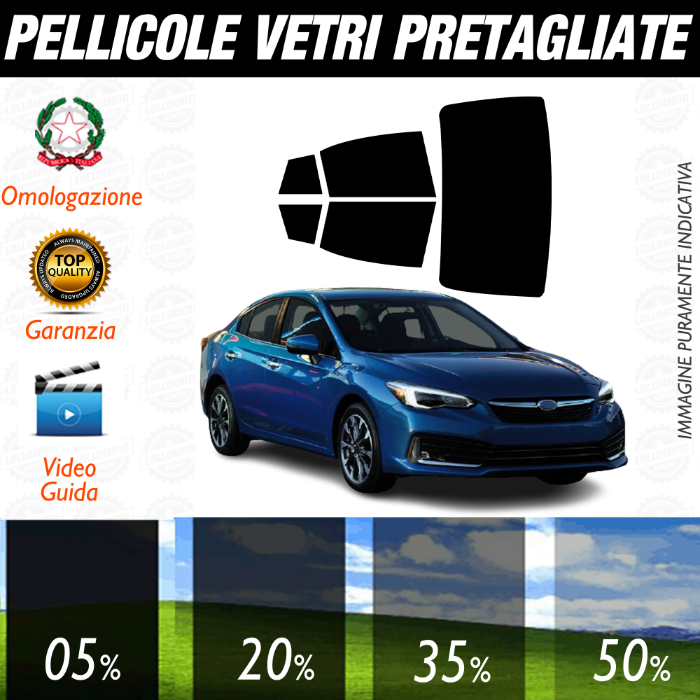 Subaru Impreza 4P dal 2017 a Oggi Pellicole Oscuramento Vetri Auto Pre Tagliate a Misura
