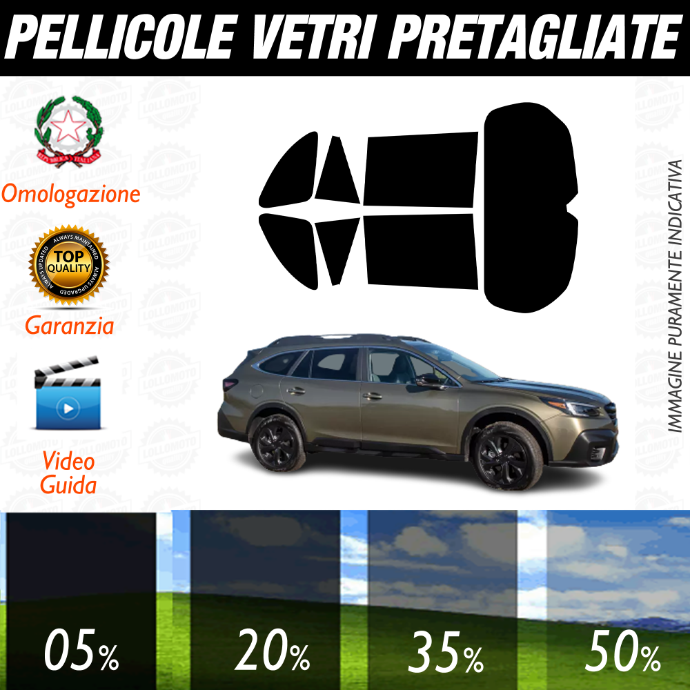 Subaru Outback Sw dal 2020 a Oggi Pellicole Oscuramento Vetri Auto Pre Tagliate a Misura