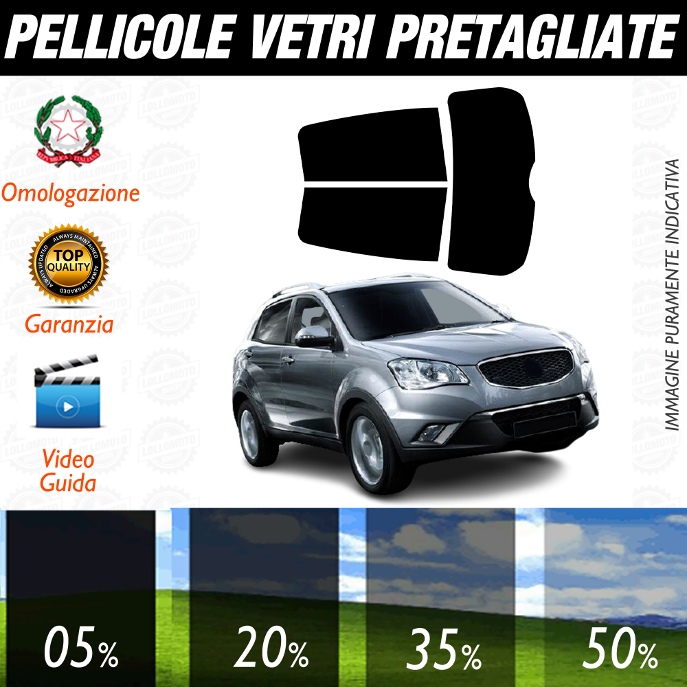 Ssangyong Korando dal 2010 al 2018 Pellicole Oscuramento Vetri Auto Pre Tagliate a Misura