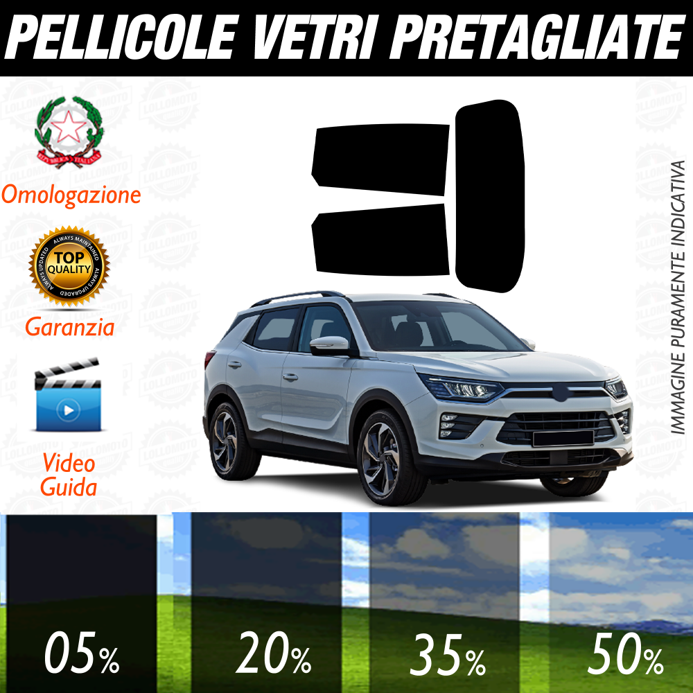 Ssangyong Korando dal 2019 a Oggi Pellicole Oscuramento Vetri Auto Pre Tagliate a Misura
